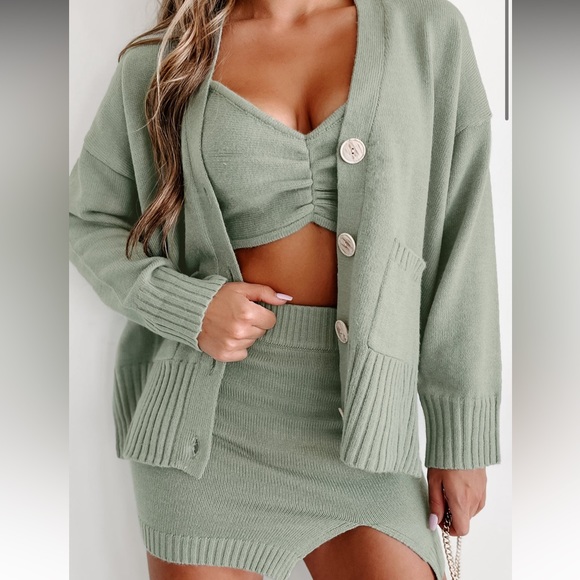 NanaMacs Dresses & Skirts - FINDING CONTENTMENT SWEATER KNIT 3 PIECE SET (DUSTY OLIVE)